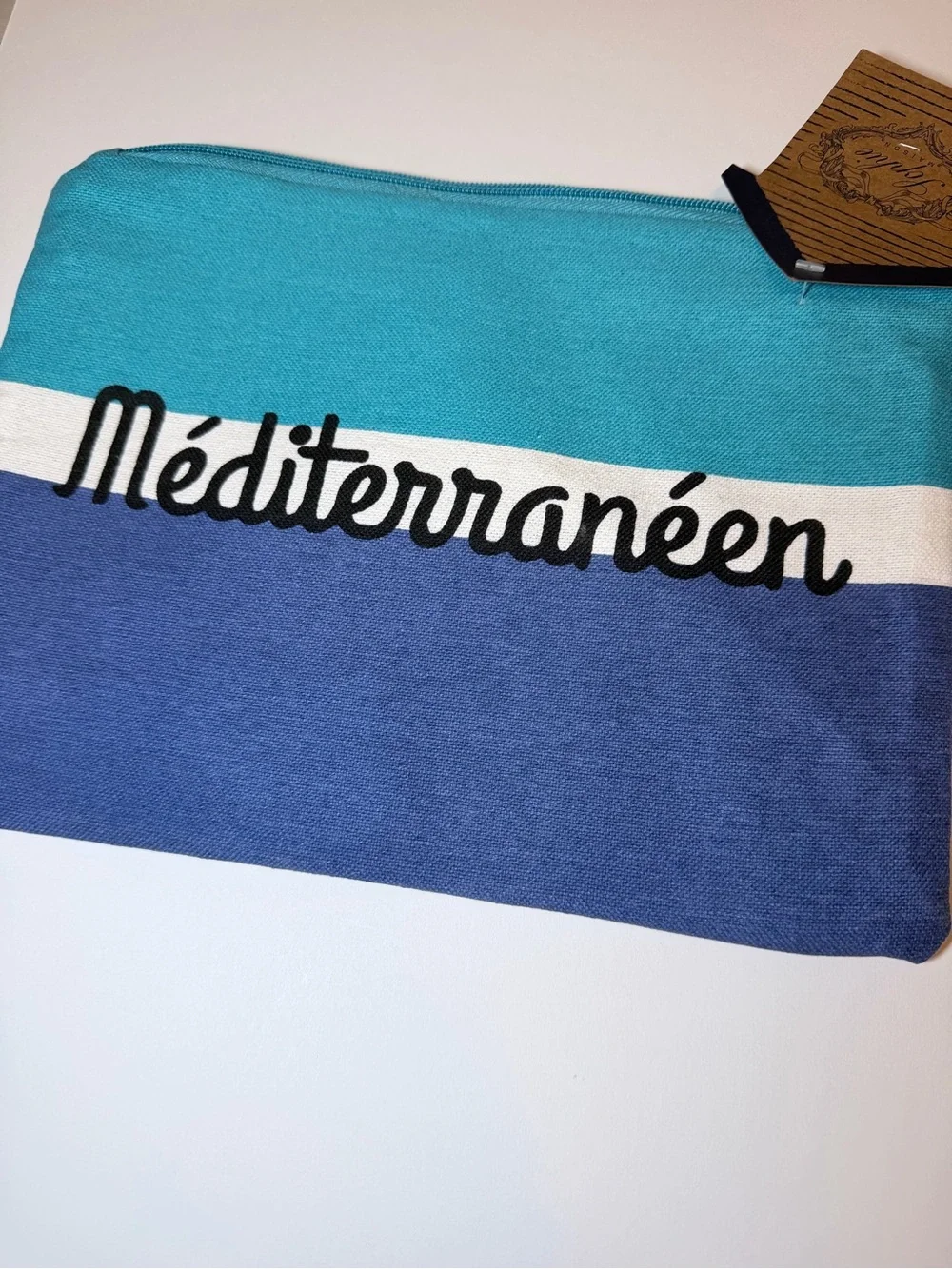 Sophie‎ Maison Mediterraneen Blue Colorblock Zip Pochette Pouch
